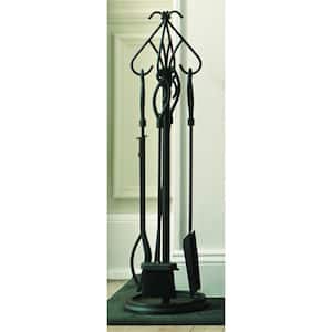 Gothic 5-Piece Fireplace Tool Set with Decorative Handles