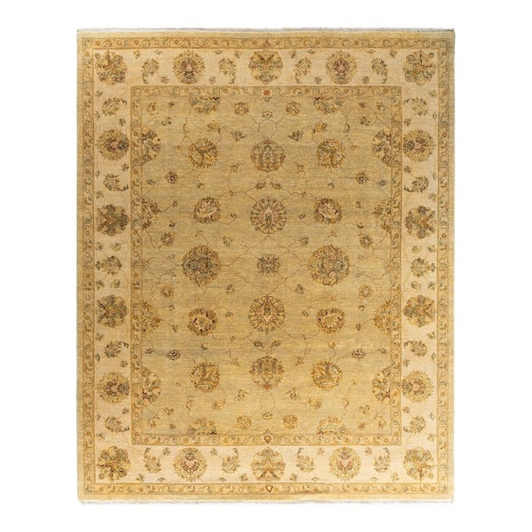 Oushak Gold  8 ft. x 10 ft. Floral Wool Indoor Area Rug
