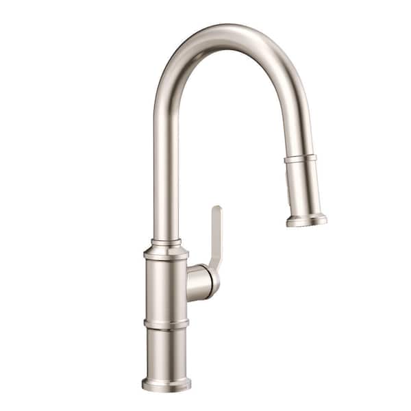 Kinzie Single Handle Pull Down Sprayer Kitchen Faucet in Stainless Steel