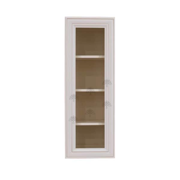 LIFEART CABINETRY Princeton Assembled 18 in. x 42 in. x 12 in. Wall Mullion Door Cabinet with 1 Door 3 Shelves in Creamy White Glazed