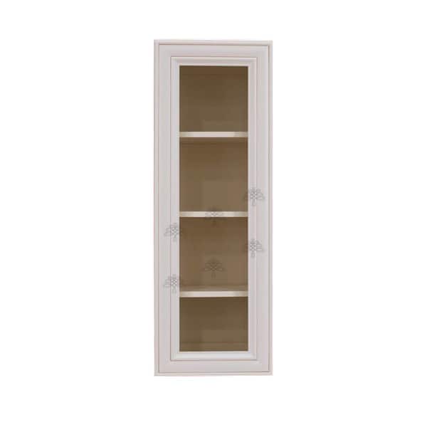 Princeton Assembled 18 in. x 42 in. x 12 in. Wall Mullion Door Cabinet with 1 Door 3 Shelves in Creamy White Glazed