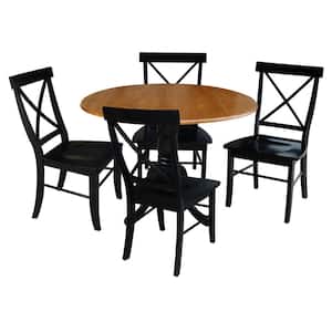 5-Piece 42 in. Black/Cherry Dual Drop Leaf Table Set with 4-Side chairs