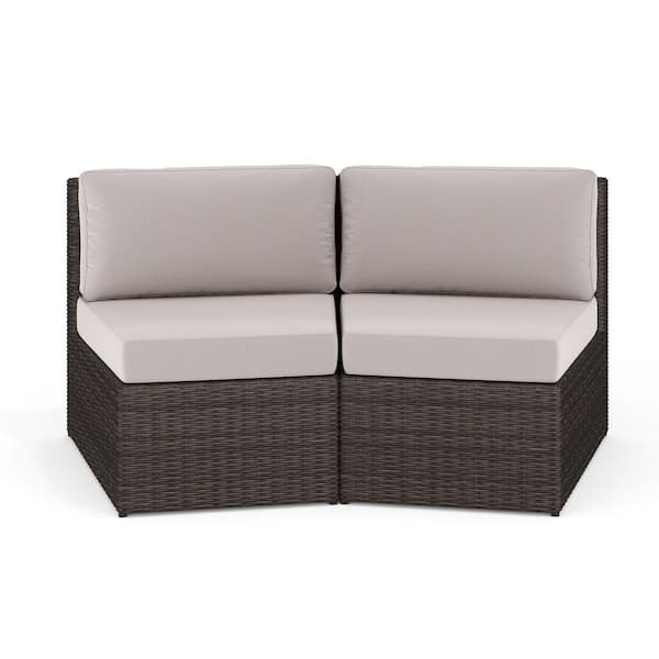 Brown Wicker/Rattan Outdoor Lounge Chair in Brown Set of 2