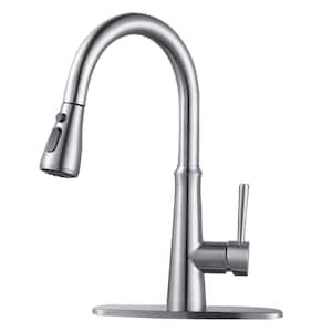 Stainless Steel High Arc Kitchen Faucet with Pull Down Sprayer in Brushed Nickel