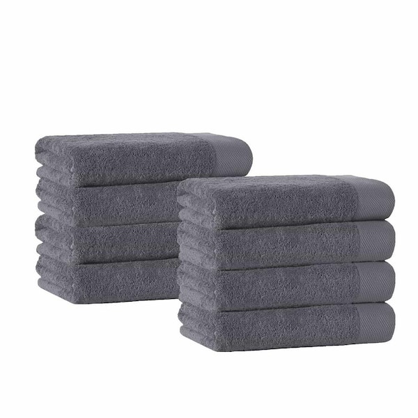 Unbranded Signature 8-Pieces Anthracite Turkish Cotton Hand Towels