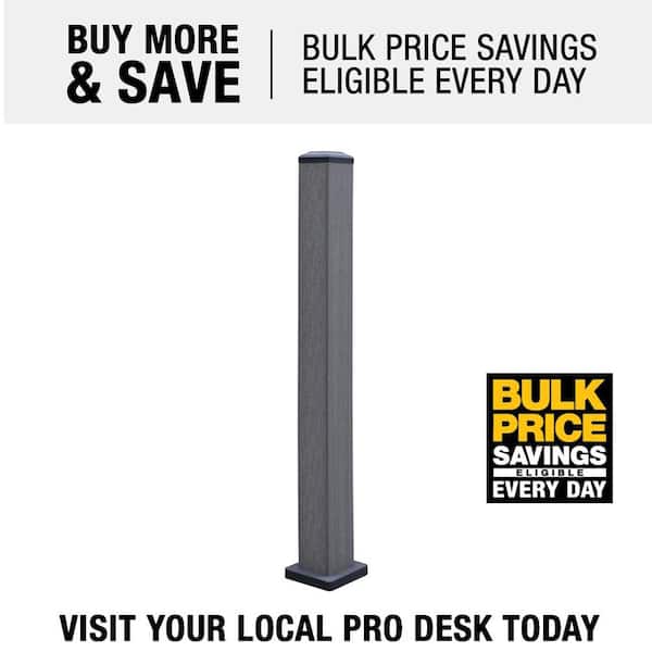 UltraShield 3.7 in. x 3.7 in. x 3.5 ft. Westminster Gray Composite Hemispheres 3.5 ft. Post Kit