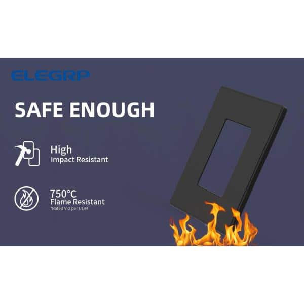 Black 1-Gang Screwless Decorative Wall Plate Set