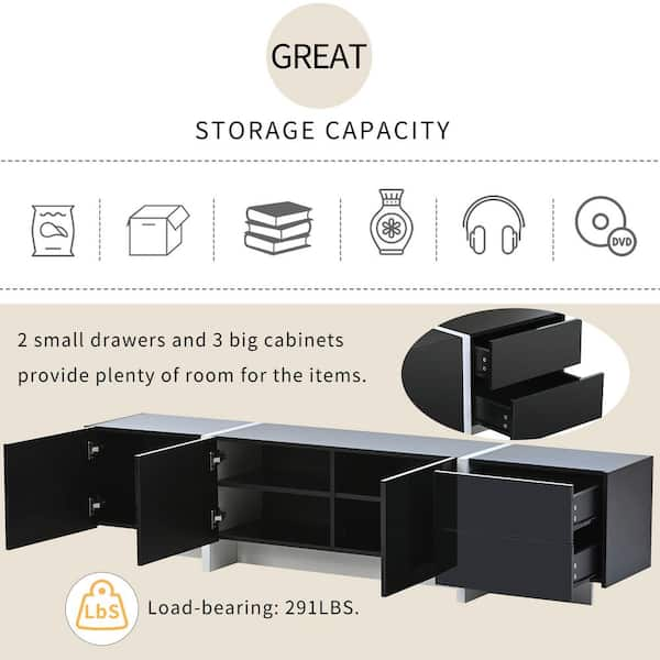 74.8 in. W x 13.7 in. D x 17.7 in. H Bathroom Black Linen Cabinet