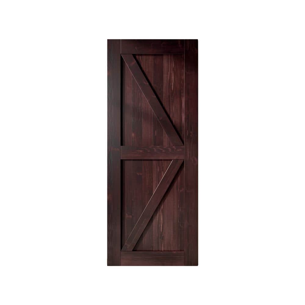 48 in. x 96 in. K-Frame Red Mahogany Solid Natural Pine Wood Panel Interior Sliding Barn Door Slab with Frame price history on PriceWatchPro