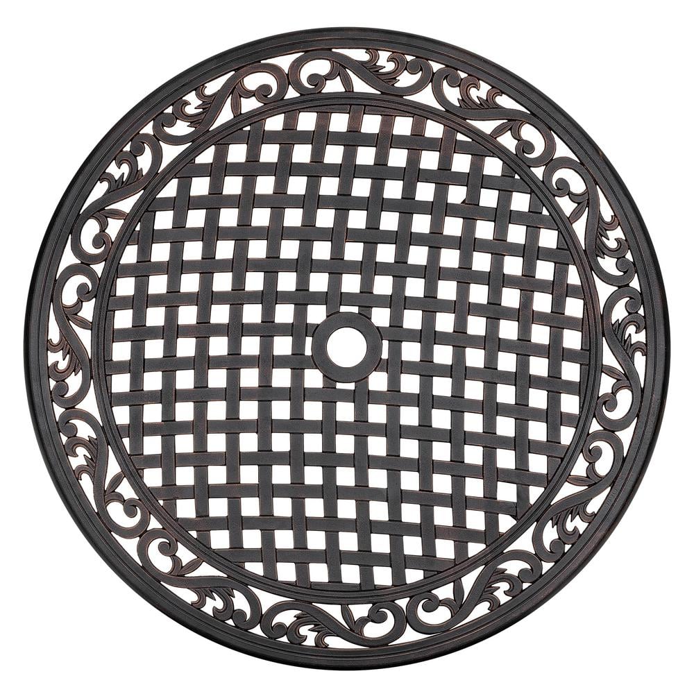 Bronze Round Cast Aluminum Patio Bistro Table with Umbrella Hole