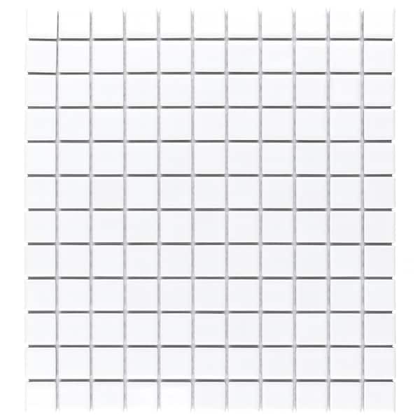 Merola Tile Metro Square Glossy White 10-3/4 in. x 11-3/4 in. Porcelain Mosaic Tile (9.0 sq. ft./Case)