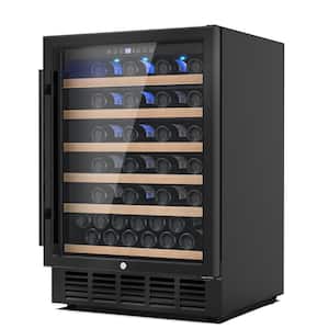 Single Zone Cellar Cooling Unit in Black 24 in. Wine Cooler, 51 Bottle Wine Refrigerator with Removeable Shelves