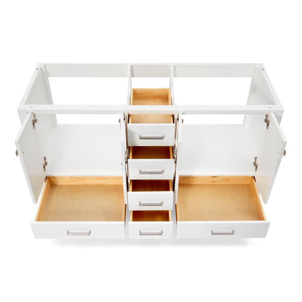 Cambridge 60" White Double Freestanding Vanity Cabinet