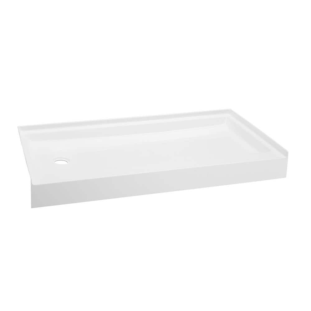 Voltaire 60" x 34" White Acrylic Shower Base with Left Drain