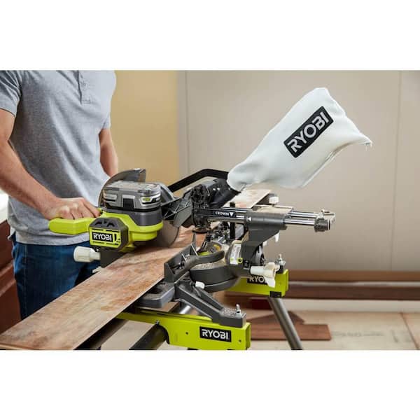 RYOBI ONE+ 18V Cordless 7-1/4 in. Sliding Compound Miter Saw with HIGH  PERFORMANCE Lithium-Ion 4.0 Ah Battery PBT01B-PBP004 The Home Depot