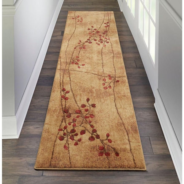 Somerset Latte 2 ft. x 6 ft. Oriental Modern Kitchen Runner Area Rug