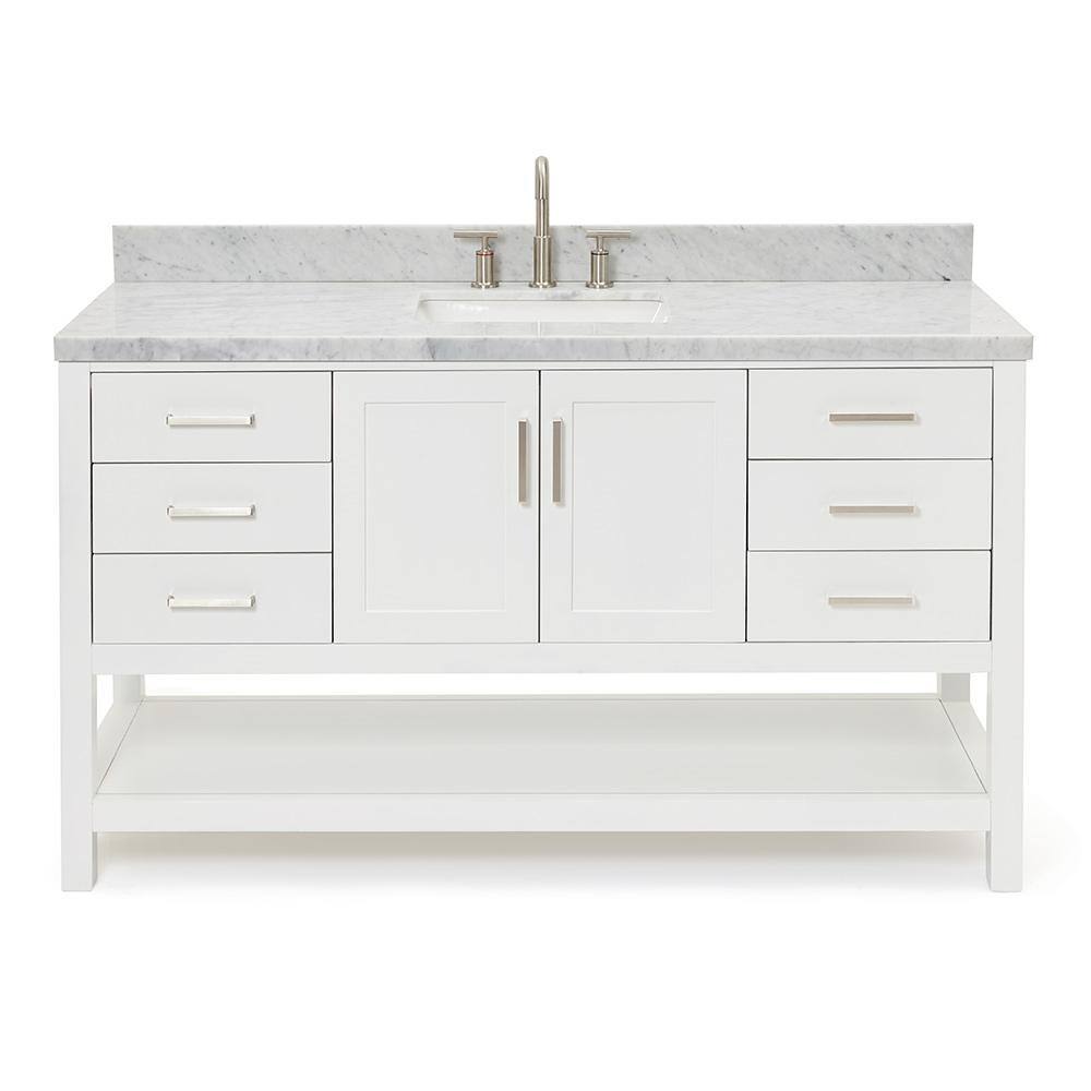 Magnolia 61" White Marble Top Freestanding Bathroom Vanity