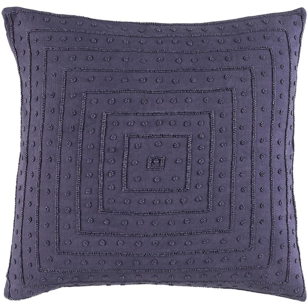 Livabliss Athelstane Dark Purple Solid Polyester 22 in. x 22 in. Throw Pillow