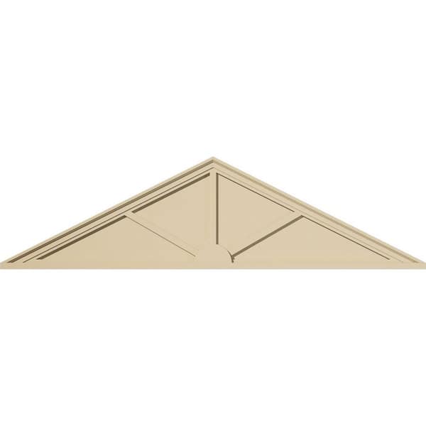 Ekena Millwork 68 in. W x 18 in. H x 2 in. P (Pitch 6/12) Peaked Cap 3 Spoke Signature Urethane Pediment, Primed Tan