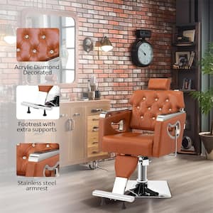 PVC Leather Reclining Salon Chair in Brown