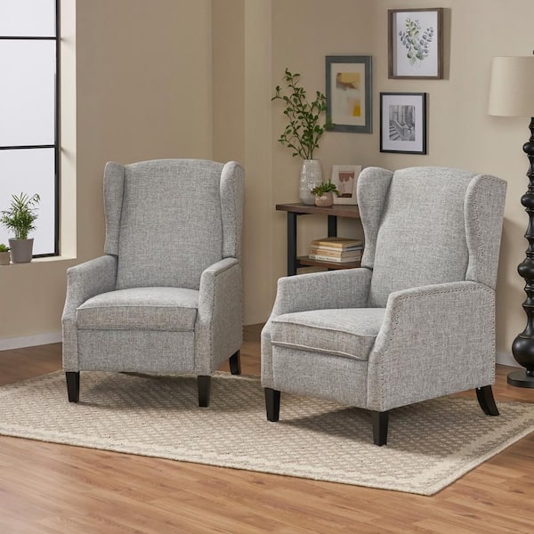 Noble House Wescott Light Gray Polyester Standard (No Motion) Recliner (Set of 2)