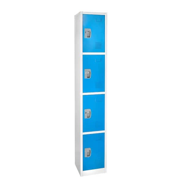 629-Series 72 in. H 4-Tier Steel Key Lock 4-Shelf Storage Locker Free Standing Cabinets for Home, School, Gym in Blue