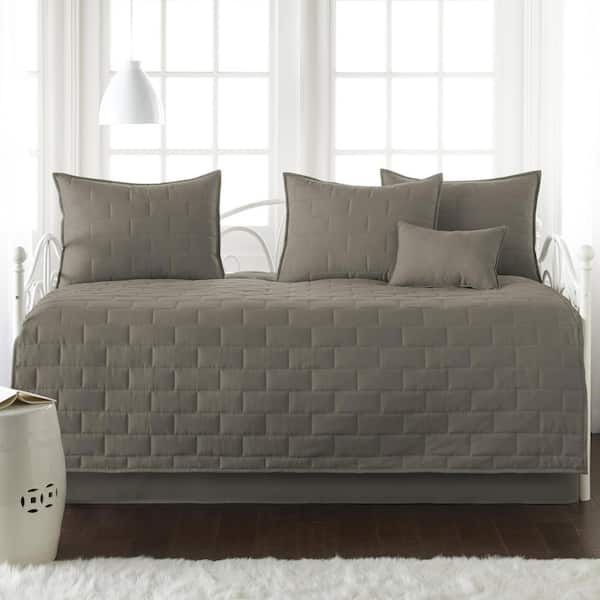 SOUTHSHORE FINE LINENS Brickyard 6-Piece Dark Taupe Microfiber Daybed Set