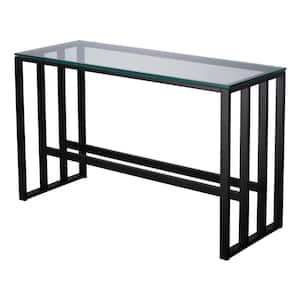 Grill 48 in. Black Rectangle Glass End Table
