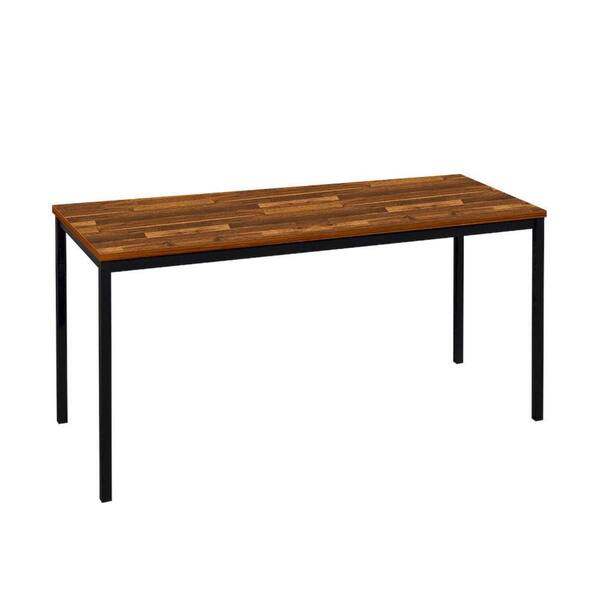 Benjara Rary 29.5 in. Rectangular Brown Wood Writing Desk with Black Metal Frame