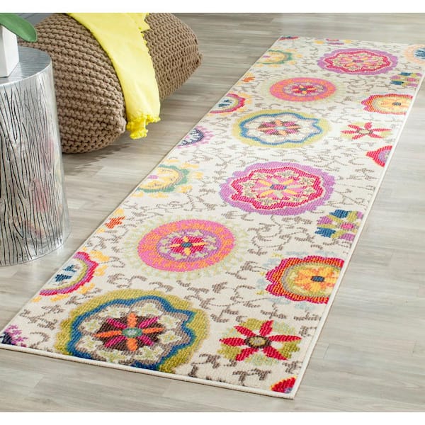 Monaco Ivory/Multi 2 ft. x 8 ft. Floral Runner Rug
