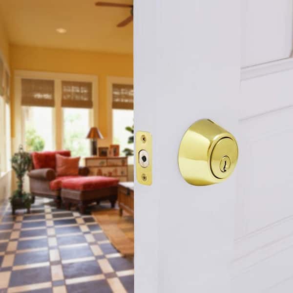 Polished Brass Single Cylinder Deadbolt