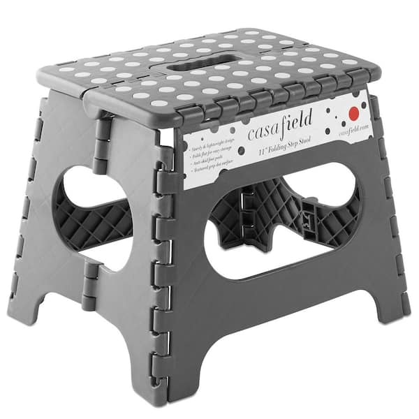 1-Step 11 in. Gray Plastic Step Stool, (1.92 ft. Reach Height) 300 lb. Load Capacity