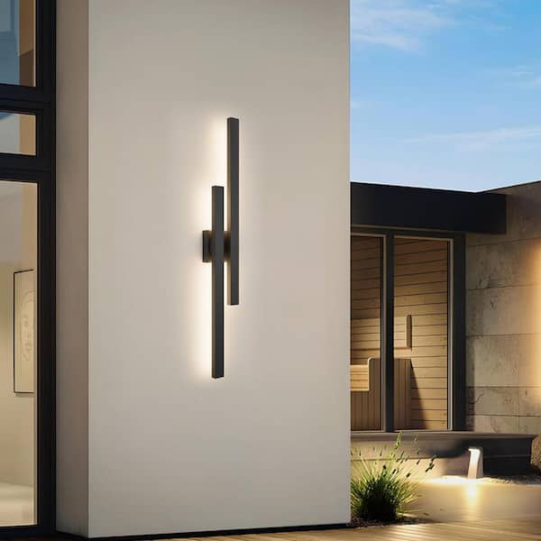36.9 in. Matte Black LED Outdoor Hardwired Wall Lantern Sconce