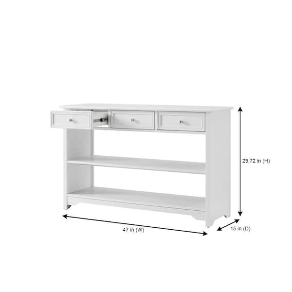 Bradstone 47 in. White Rectangle Wood Console Table with Drawers