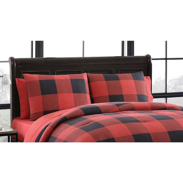Buffalo Plaid 7 Piece Red And Black, Red And Black King Bedding