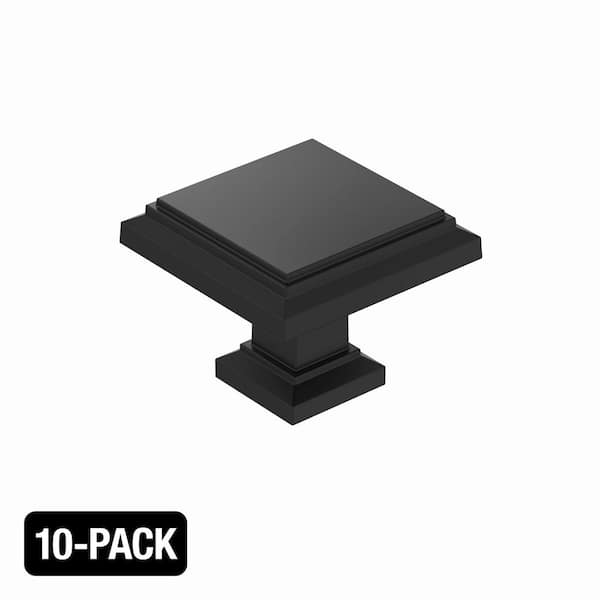 10-Pack Carrington 1-1/4 in. (32mm) Classic Matte Black Square Cabinet Knobs