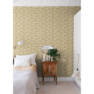 Lizette Yellow Charming Floral Paper Matte Non-Pasted Wallpaper Roll