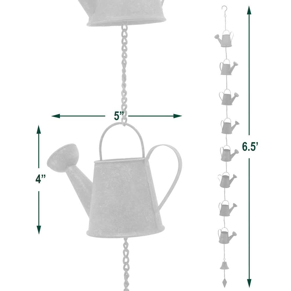 Antique Blue Metal Watering Can Rain Chain with Bell