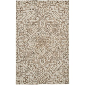 Ivory and Brown 2 ft. x 3 ft. Floral Area Rug