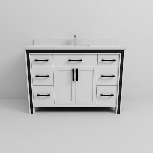 Lexora Ziva 48 in W x 22 in D White Bath Vanity, Cultured Marble