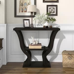Waje 39.37 in. Espresso Rectangle Particle Board Console Table with 1-Shelf