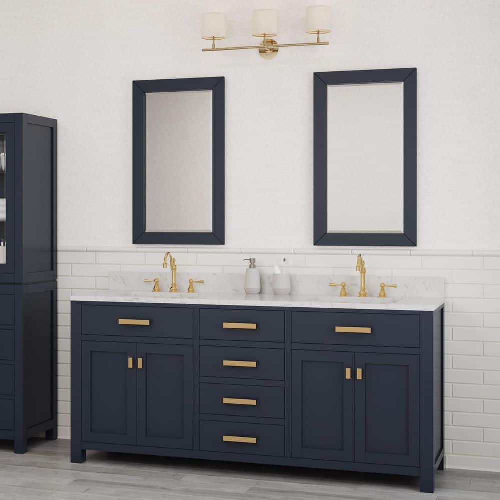 Madison 72" Monarch Blue Double Sink Vanity with Carrara Marble Top
