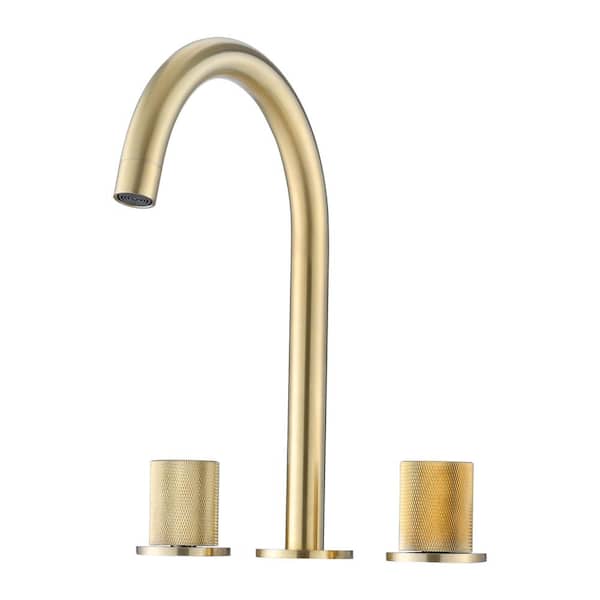 PROOX 8 in. Widespread Double Handle Bathroom Faucet in Brushed Gold