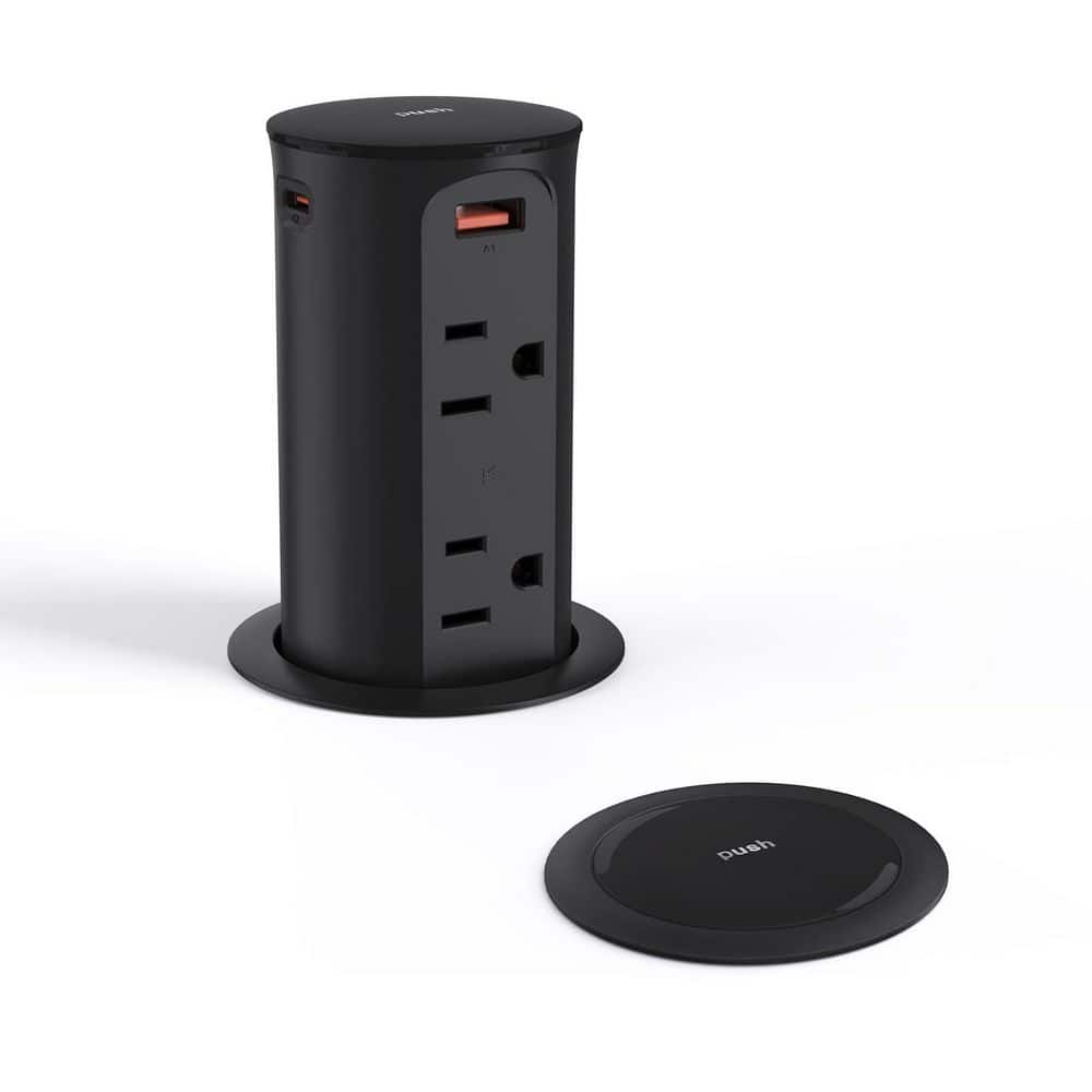 Black Pop Up Outlet for Countertop, 2.5 in. Hole Desktop Power Grommet 15A Tamper Resistant Receptacle Surface Mount price history on PriceWatchPro