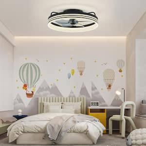 Black 20 in. Integrated LED Indoor Color Changing Ceiling Fan with Light Flush Mount Fan with Light for Small Room
