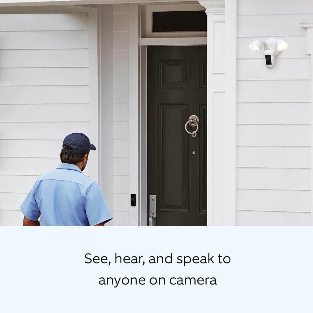 Black Wireless Motion Sensing Floodlight Security Camera with Audio