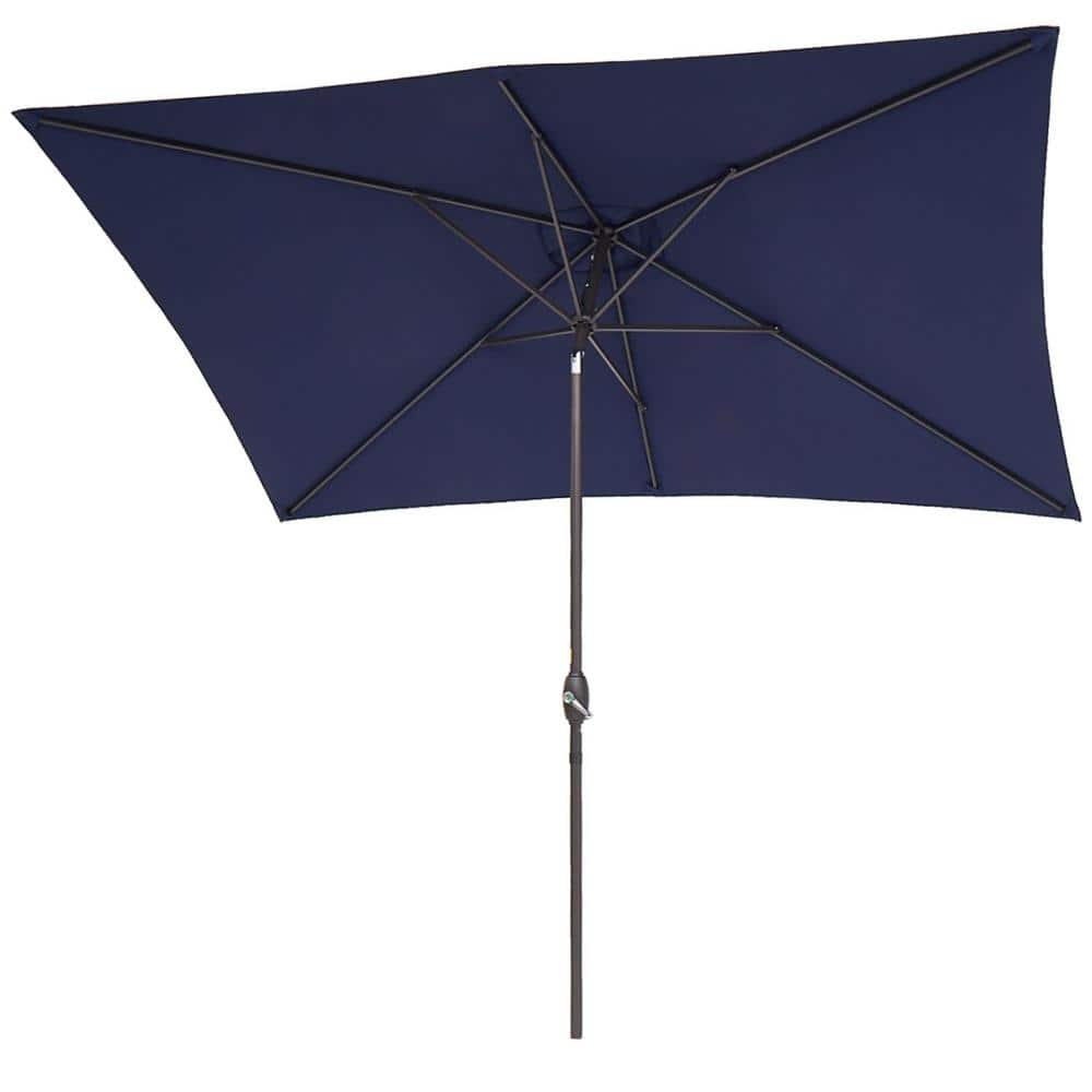 6.5 ft. x 10 ft. Steel Market Tilt Patio Umbrella in Blue