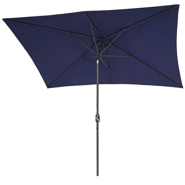 Unbranded 6.5 ft. x 10 ft. Steel Market Tilt Patio Umbrella in Blue