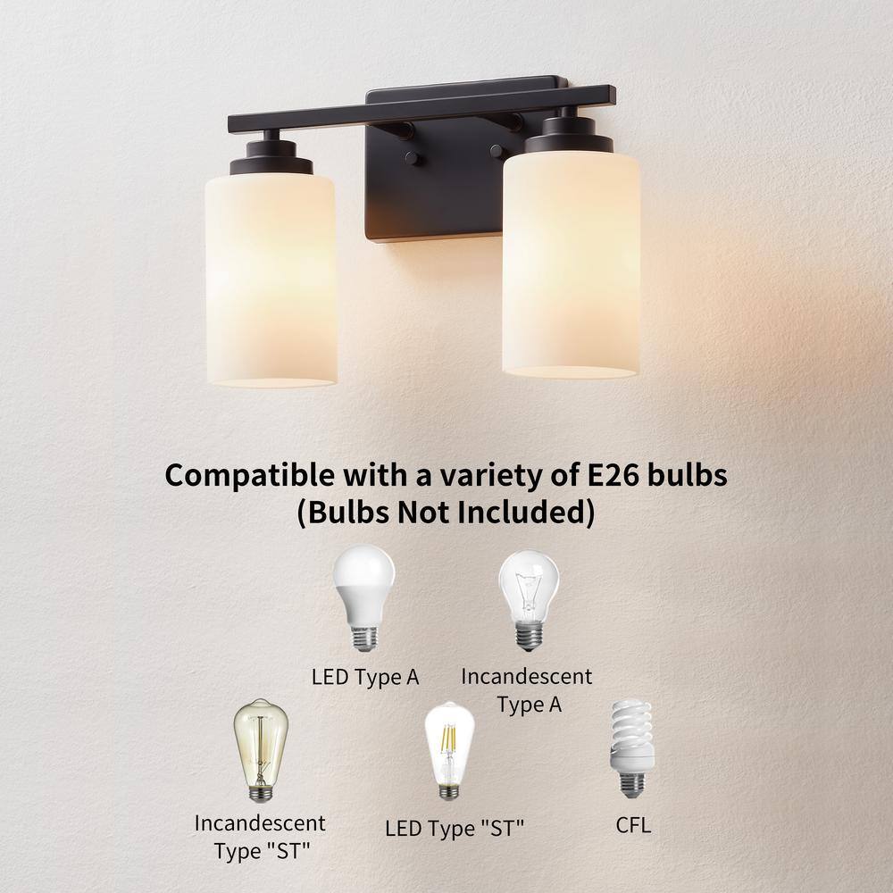 Black Steel 2-Light Dimmable Cylinder Vanity Light