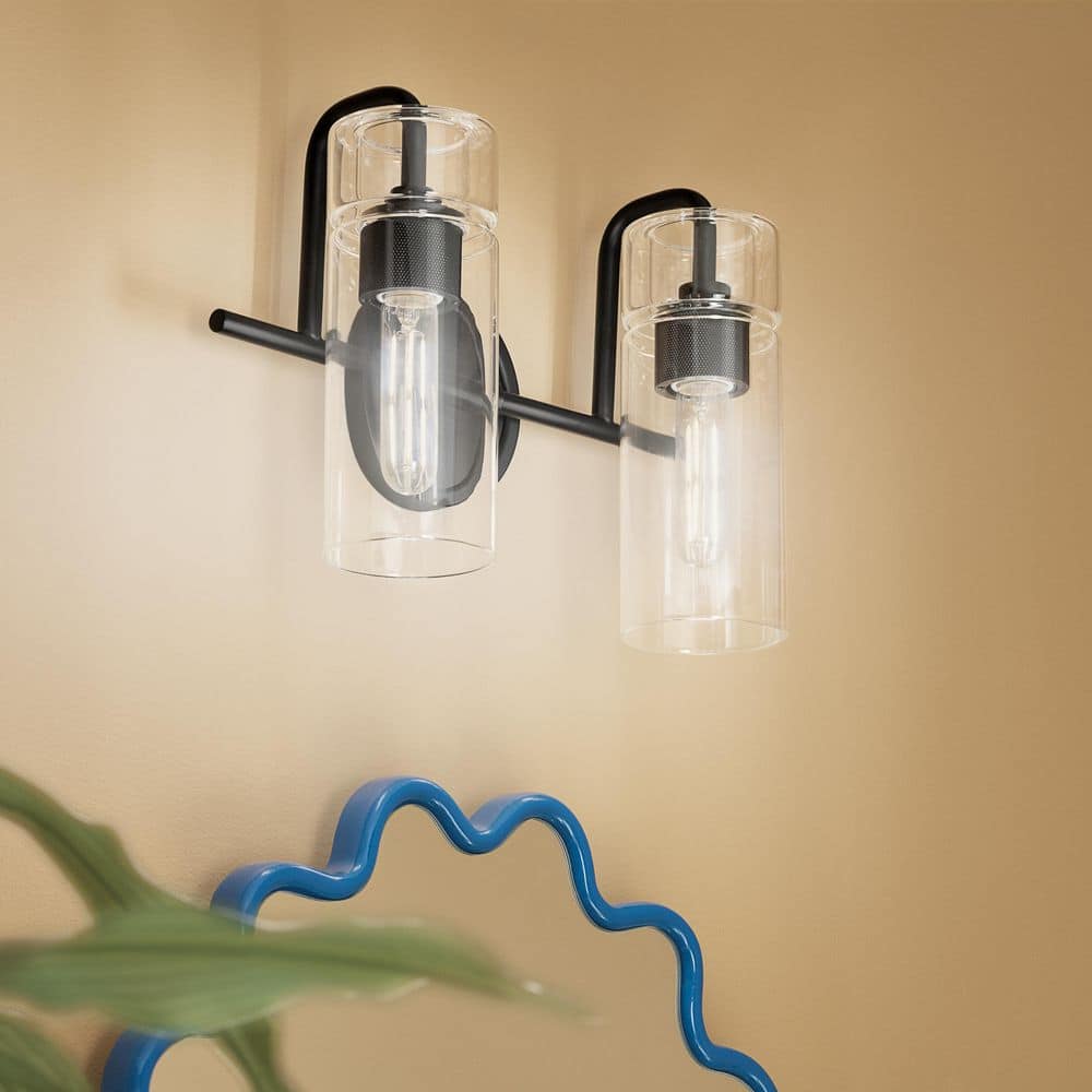 Niccol 14 in. 2-Light Vanity Light With Clear Glass in Brushed Nickel price history on PriceWatchPro